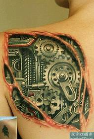 esquena patró de tatuatge mecànic realista 3d 95195 patró de tatuatge de fènix vermell a l'esquena