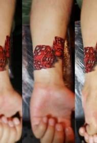 szürreális vörös kocka csukló tetoválás minta