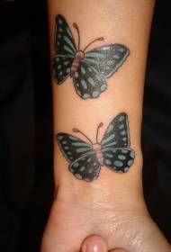 наручные цветные две татуировки бабочки