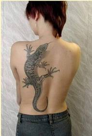 pattern ng personal na babaeng back lizard na tattoo