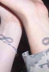 padrão de tatuagem simples de pulso de casal