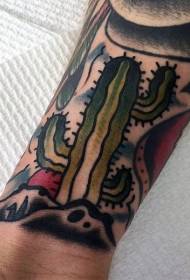 gammel stil farvet håndled kaktus tatoveringsmønster