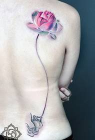 Tatuiruotės „Šanchajaus tatuiruotės šou“ adatų tatuiruotės darbas: nugaros gėlių tatuiruotė