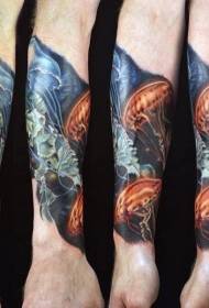 Нишони tattoo аҷиб ва медуза медали ранга