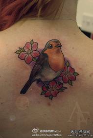 Tandans tounen tifi nan zwazo popilè yo ak desen tatoo floral