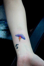 imagen de tatuaje de rayo de nube negra pequeña muñeca de mujer 96706-muñeca pequeño tatuaje de moda