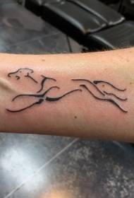 ranne yksinkertainen musta viiva koiran siluetti tatuointi kuvio