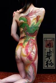 πλήρης γυμνός ομορφιά back phoenix εικόνα τατουάζ