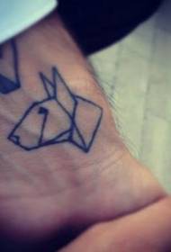 Modello di tatuaggio polso nero origami geometrici cane