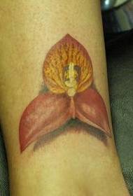 padrão de tatuagem de orquídea realista de cor de pulso