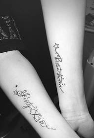 wrist fashion English couple tattoo pattern