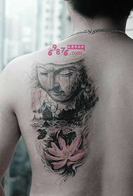 Ink le Buddha le setšoantšo sa tattoo sa lotus back