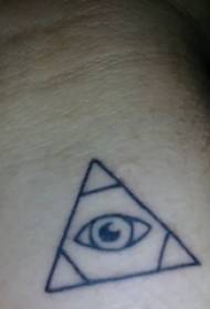 einfach Linnen Tattooed männlecht Handgelenk op schwaarze Gottes Auge Tattoo Bild