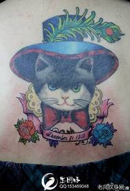 ເດັກຍິງກັບຄືນແນວໂນ້ມຮູບແບບ tattoo cat ງາມ