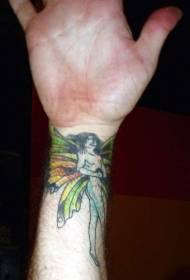 šareni uzorak tetovaža elfa na zglobu