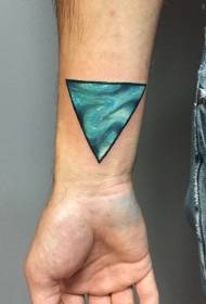 wrist blue mysterious triangle tattoo pattern