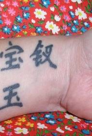 Chinese hieroglyphic wrist tattoo pattern