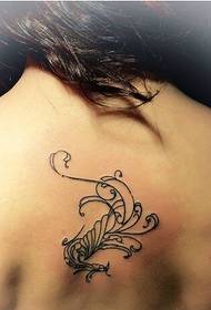 modello di tatuaggio fenice fenice bianco e nero linea semplice indietro bellezza