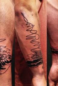 modello tatuaggio braccio semplice teschio nero linea
