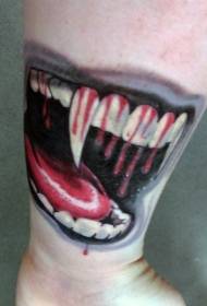 Modello di tatuaggio di denti di vampiro dipinti a colori al polso