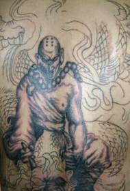 zréck klassesch Mönch Draach reliéis Tattoo Bild