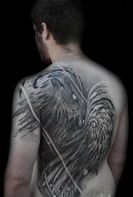 swart Phoenix tattoo patroon op die rug