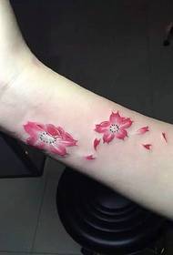Маленькие свежие цветы на татуировках на запястье