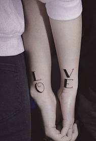 polna ljubezenskih zapestja angleški par Tattoo