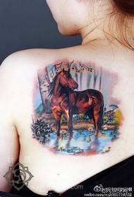tytöt takaisin klassinen eurooppalainen ja amerikkalainen väri hevonen tatuointi malli