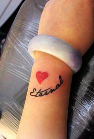 zápěstí červené srdce anglický obal tetování tetování