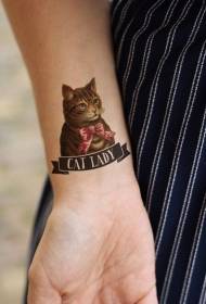 håndled sød kat og brev tatoveringsmønster