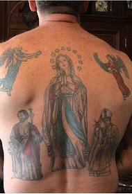 jongens terug maagd Maria religieuze tattoo foto