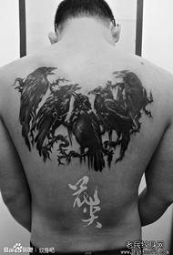 moški nazaj modni čeden vrana tatoo vzorec