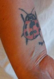 big ladybug tattoo on the wrist