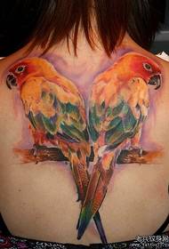 meninas de volta padrão clássico de tatuagem de papagaio de tendência
