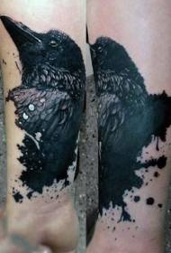 wrist very realistic black crow tattoo pattern