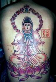 kembali klasik yang indah Guanyin duduk gambar tato agama lotus