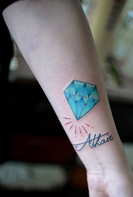 small fresh blue diamond English tattoo pattern  96646 - very deep wrist English word tattoo