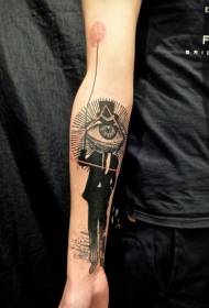 braccio misterioso ritratto nero palloncino occhio modello di tatuaggio