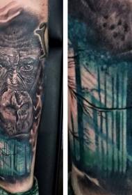 рака што ја отсликува мистеријата Шемата за тетоважа на ветерани од сончева шума