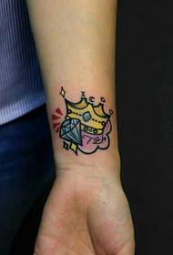 wrist cartoon mini crown tattoo pattern