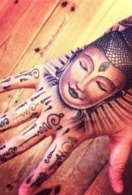 panangan gambar tukang Buddha sareng pola tato karakter