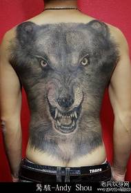 meninos de volta legal padrão de tatuagem de cabeça de lobo com o dorso clássico