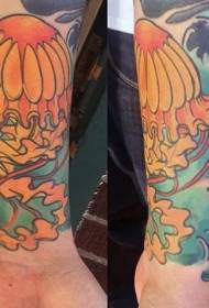 Kar színes medúza és hullám tetoválás minta