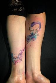 small small paper crane wrist couple tattoo picture
