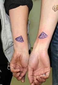 커플 손목 보라색 다이아몬드 문신