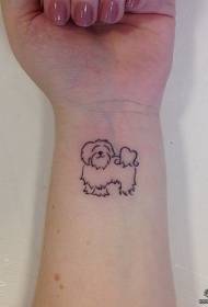 Polso piccolo cane fresco linea nera modello tatuaggio