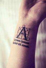 tatuaje de tótem de letra de muñeca