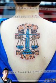abafana emuva inkambiso ye-classic Libra tattoo iphethini