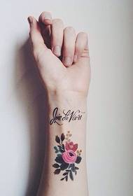 vrlo lijepi cvjetni engleski uzorak tetovaža 96754 - zapešće moda lijepi engleski uzorak tetovaža